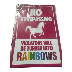Pink No Trespassing Unicorn Sign